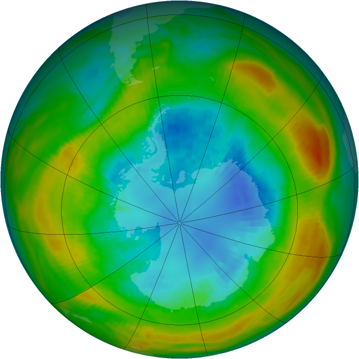 Antarctic ozone map for 31 August 1980
